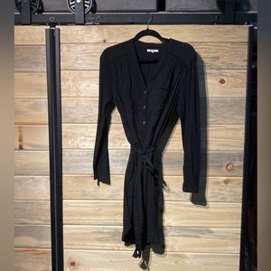 Splendid Flora Shirt Dress, long sleeve with pockets! large black